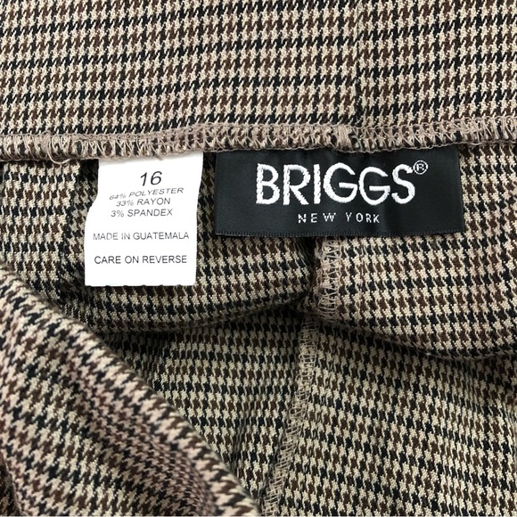 Briggs New York Women Sz 16 Short Houndstooth Pants NWT Stretchy Waist Neutral - Picture 7 of 7